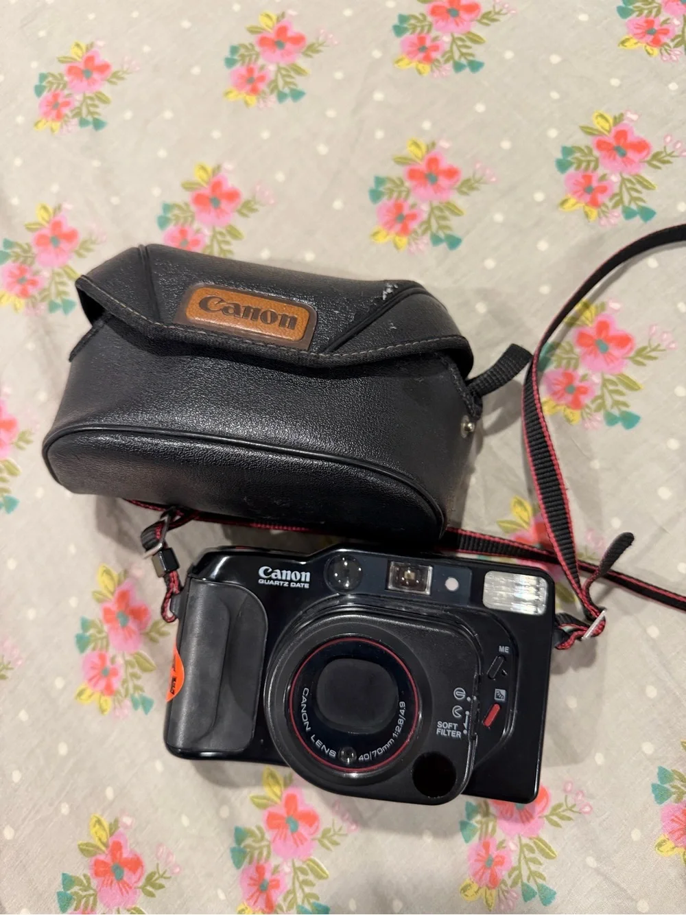 Canon Black Point-and-Shoot Film Camera with Black Case